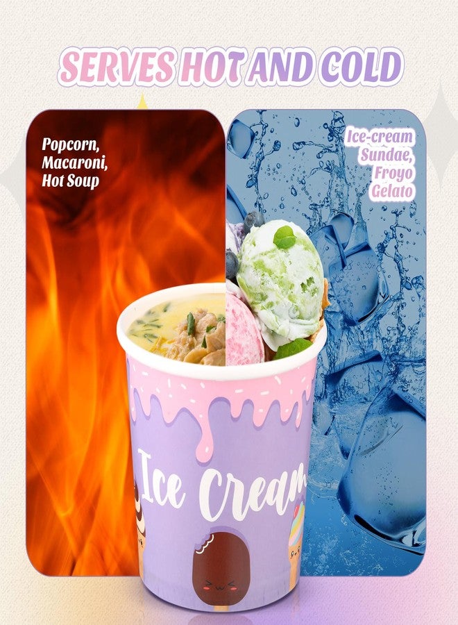 SiliFine 120 Pack 12oz Paper Ice Cream Cups Disposable Dessert Bowls Ice Cream Containers Sundae Bowls Dessert Yogurt Party Supplies Treat Bowl for Summer Holiday Bar - Image 3